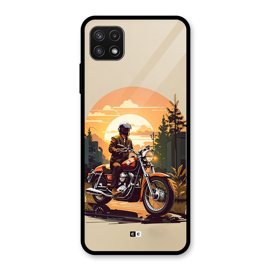 Vintage Bike Art Glass Back Case for Galaxy A22 5G