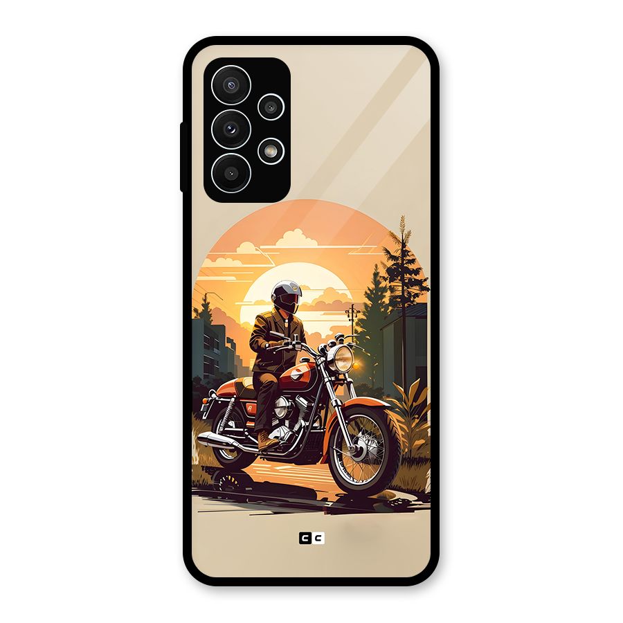 Vintage Bike Art Glass Back Case for Galaxy A23