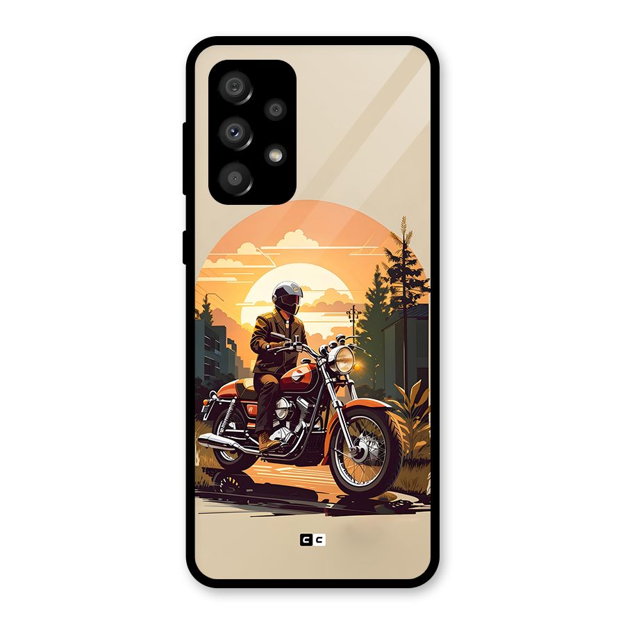 Vintage Bike Art Glass Back Case for Galaxy A32
