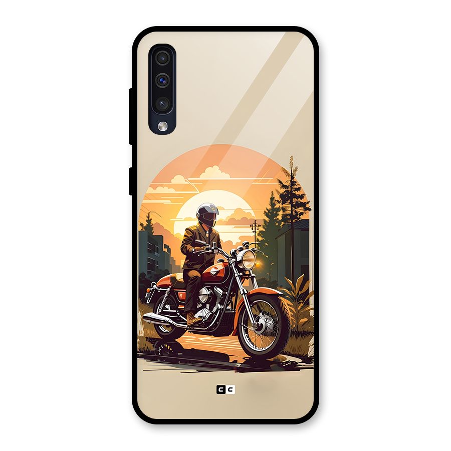 Vintage Bike Art Glass Back Case for Galaxy A50