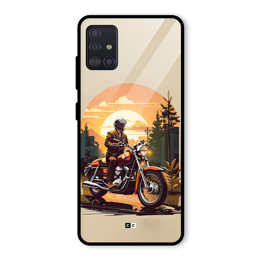 Vintage Bike Art Glass Back Case for Galaxy A51