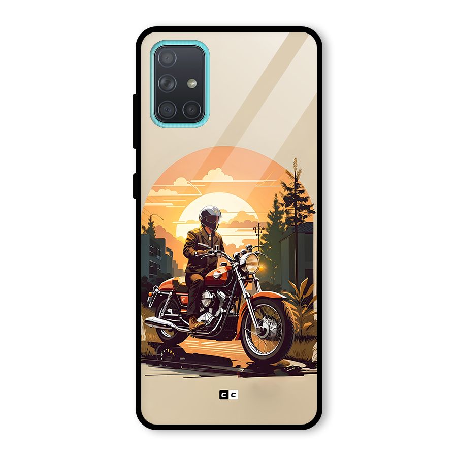 Vintage Bike Art Glass Back Case for Galaxy A71