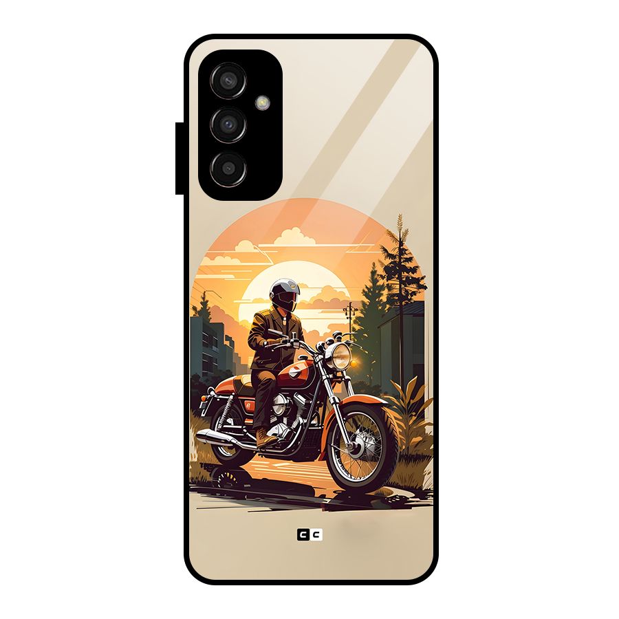 Vintage Bike Art Glass Back Case for Galaxy F13