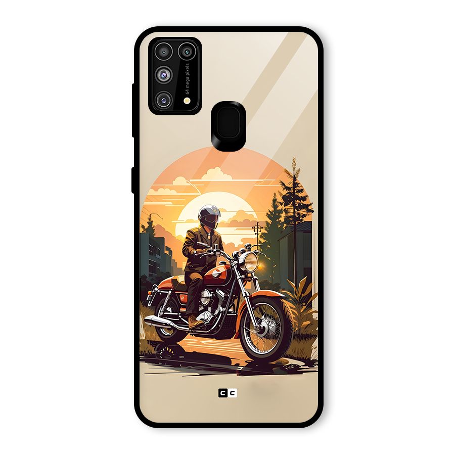 Vintage Bike Art Glass Back Case for Galaxy F41