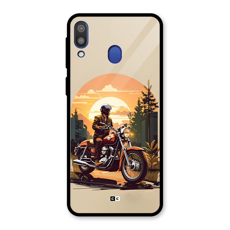 Vintage Bike Art Glass Back Case for Galaxy M20