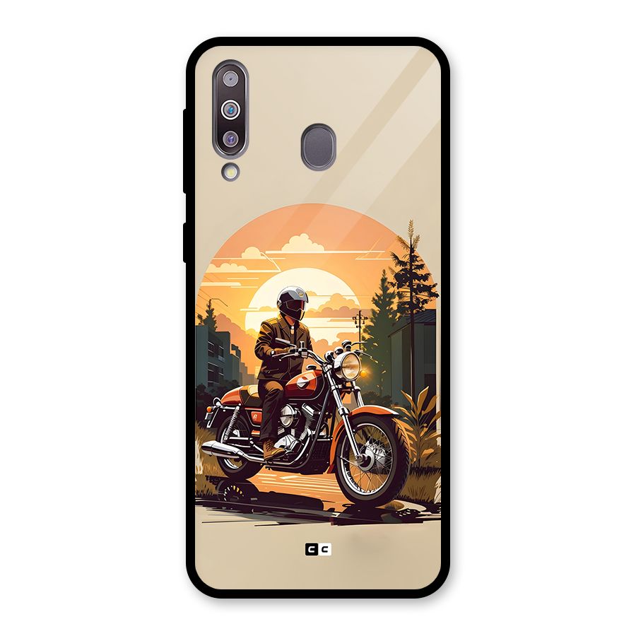 Vintage Bike Art Glass Back Case for Galaxy M30