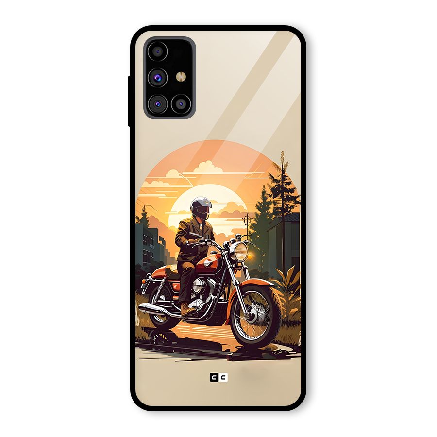 Vintage Bike Art Glass Back Case for Galaxy M31s