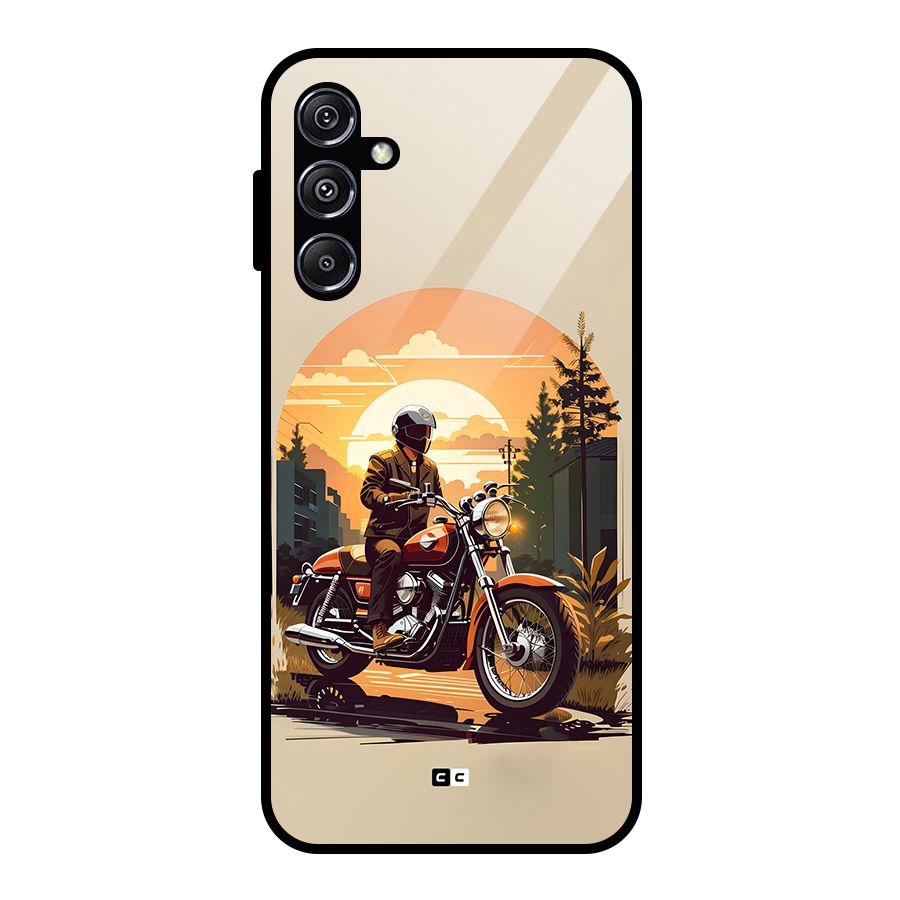 Vintage Bike Art Glass Back Case for Galaxy M34 5G