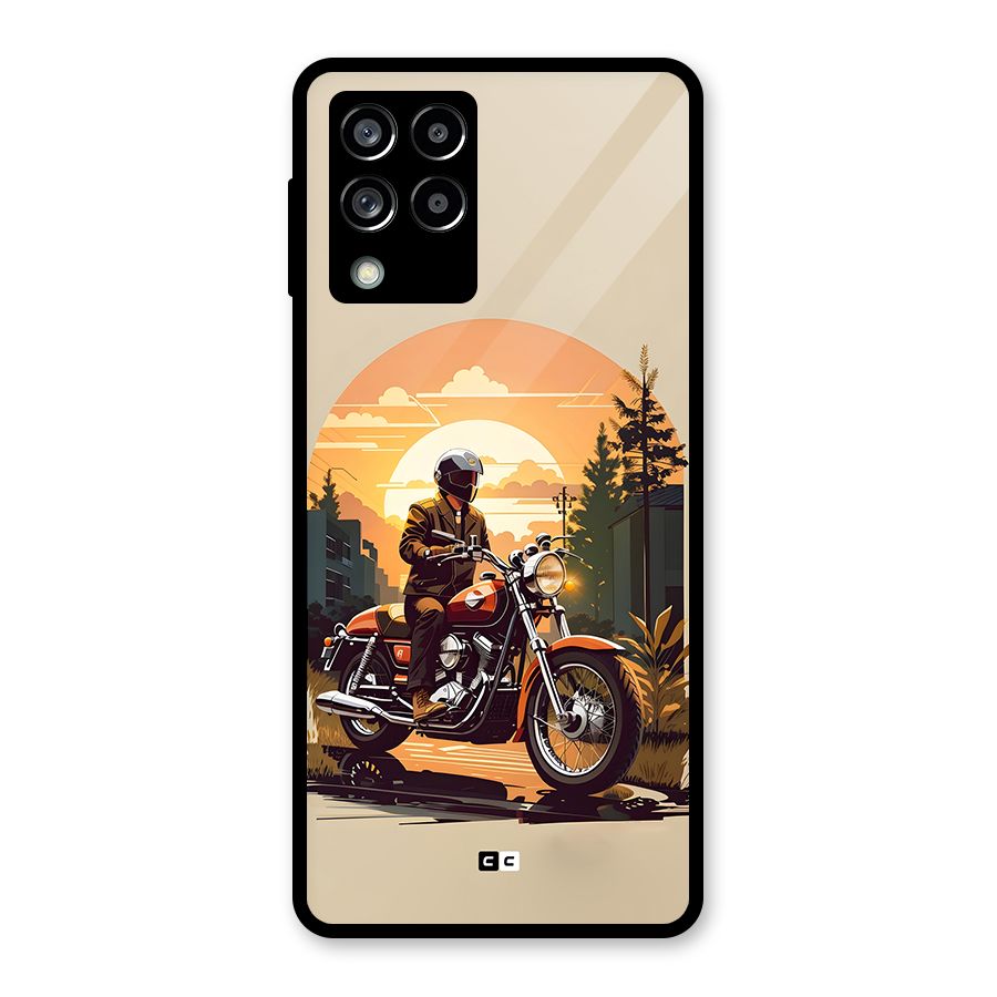 Vintage Bike Art Glass Back Case for Galaxy M53 5G