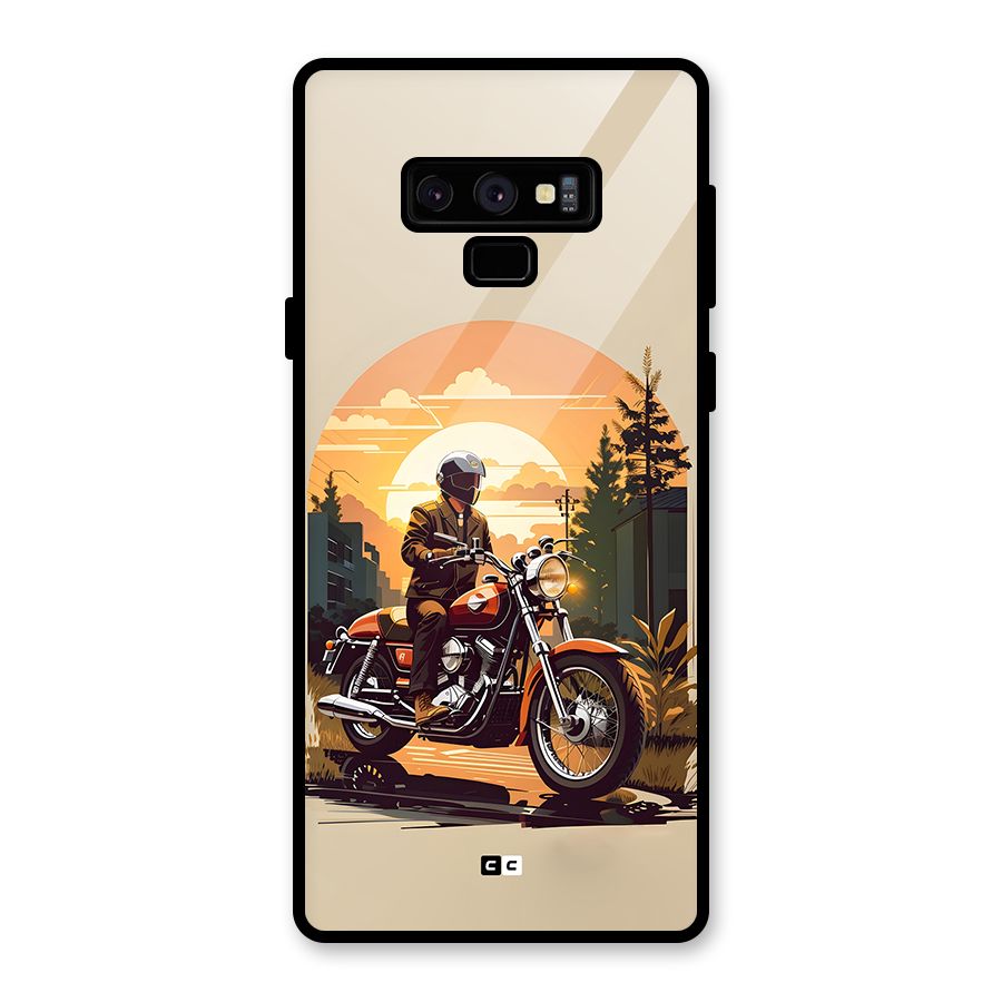 Vintage Bike Art Glass Back Case for Galaxy Note 9