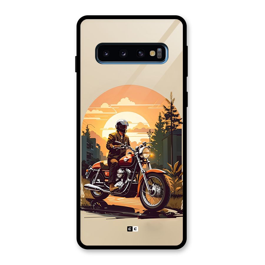 Vintage Bike Art Glass Back Case for Galaxy S10