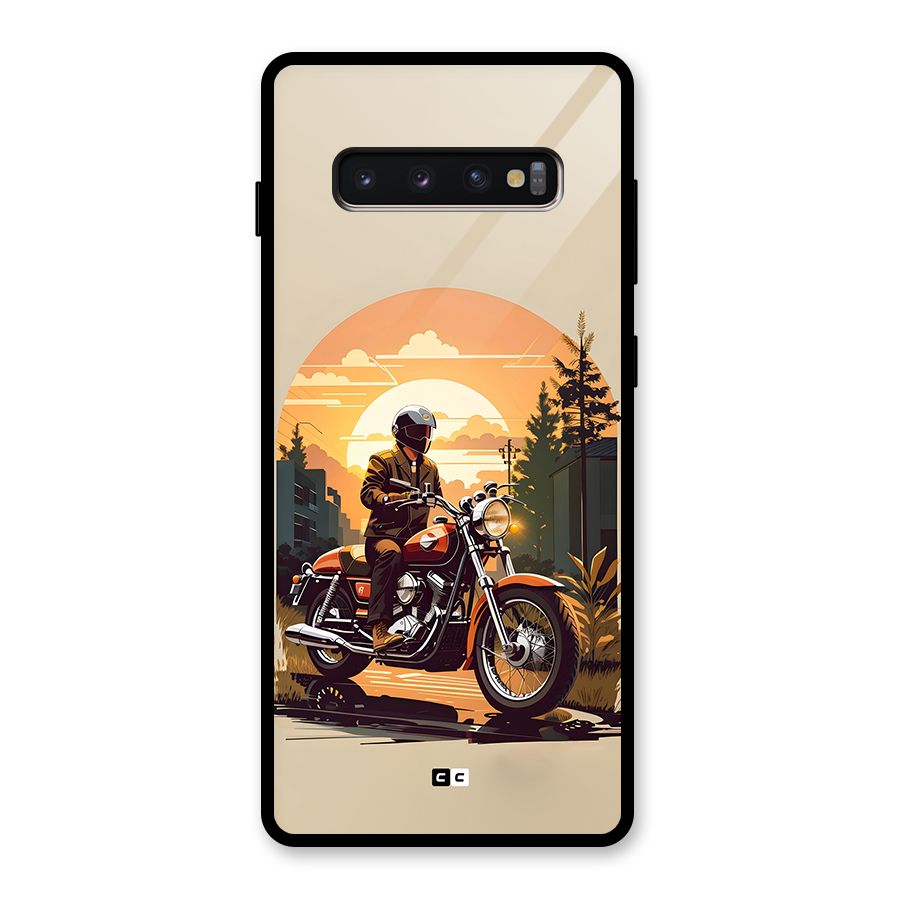 Vintage Bike Art Glass Back Case for Galaxy S10 Plus