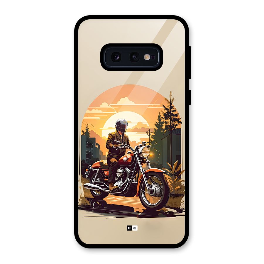 Vintage Bike Art Glass Back Case for Galaxy S10e