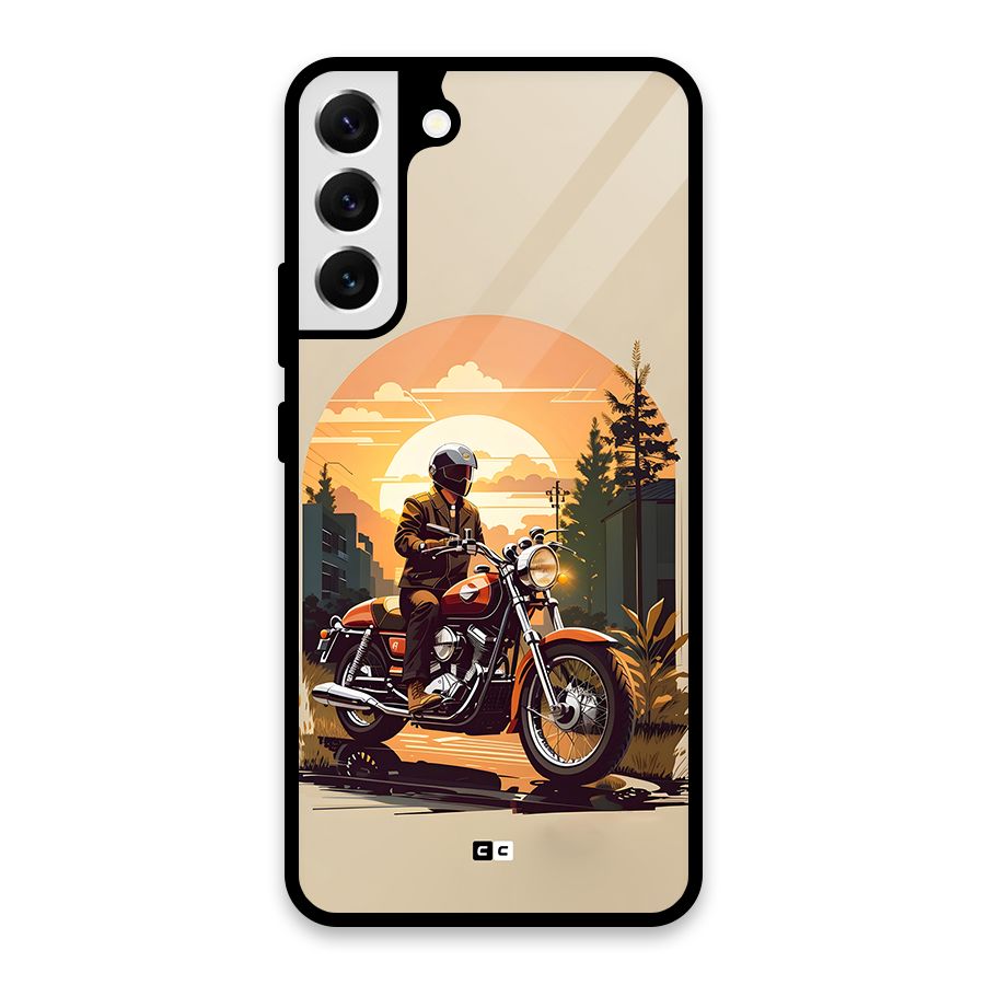 Vintage Bike Art Glass Back Case for Galaxy S22 Plus 5G