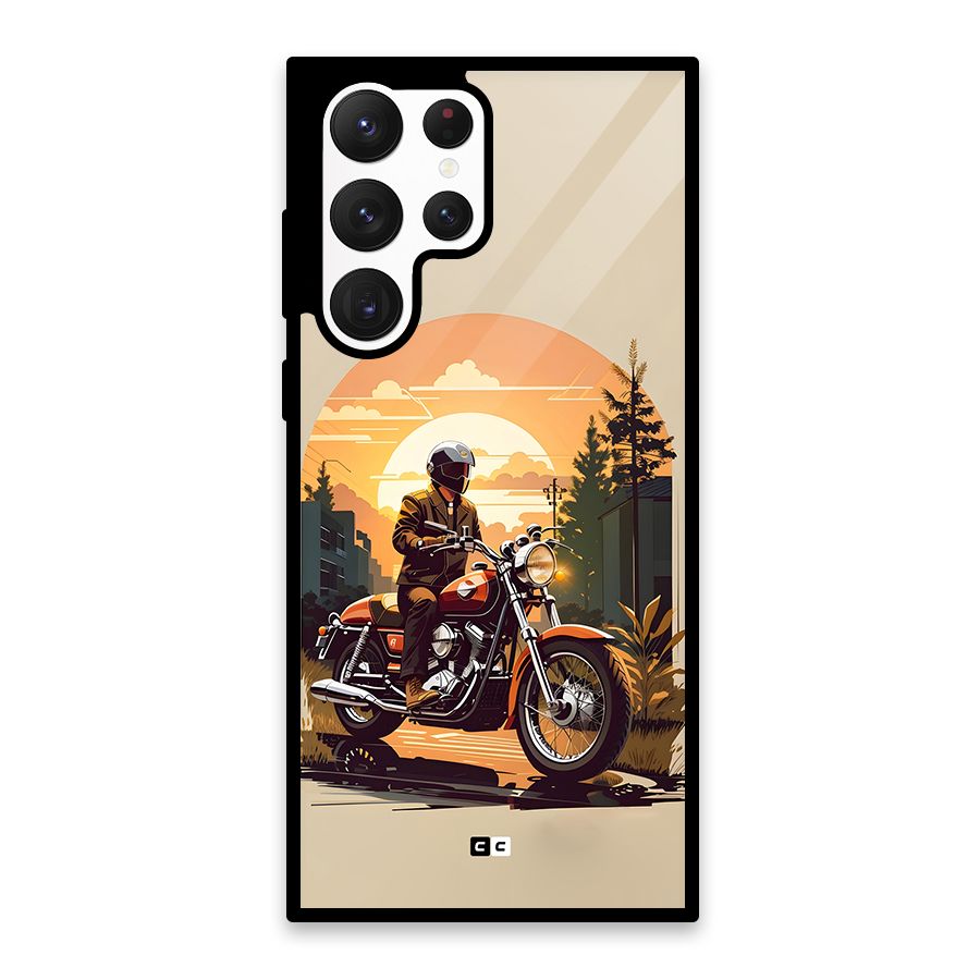 Vintage Bike Art Glass Back Case for Galaxy S22 Ultra 5G