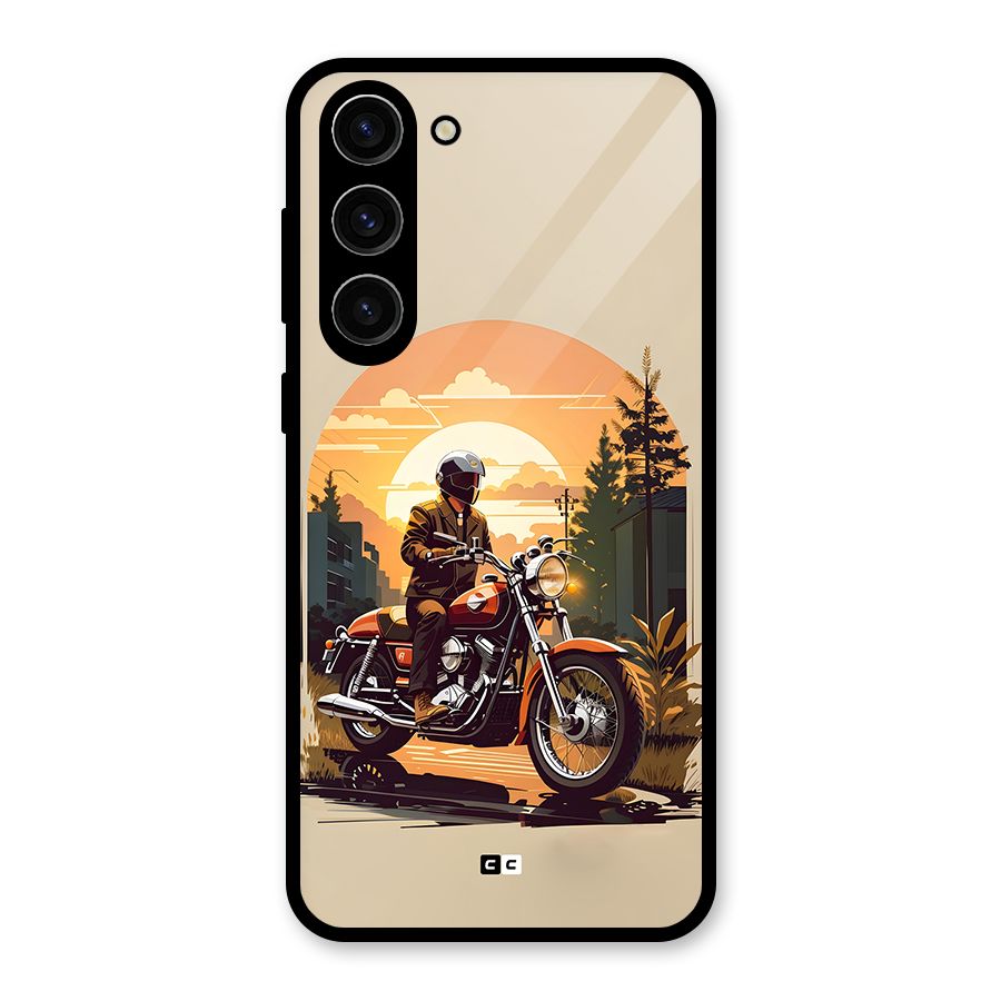 Vintage Bike Art Glass Back Case for Galaxy S23 Plus