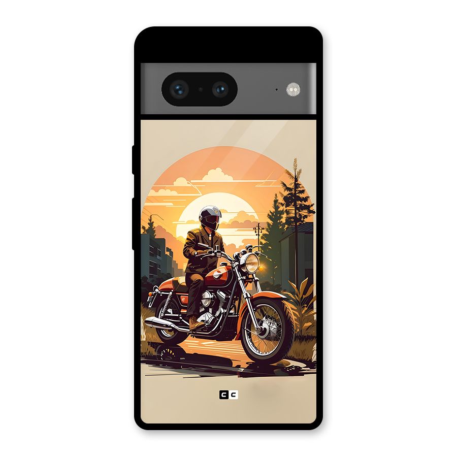 Vintage Bike Art Glass Back Case for Google Pixel 7