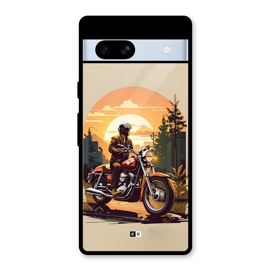 Vintage Bike Art Glass Back Case for Google Pixel 7a