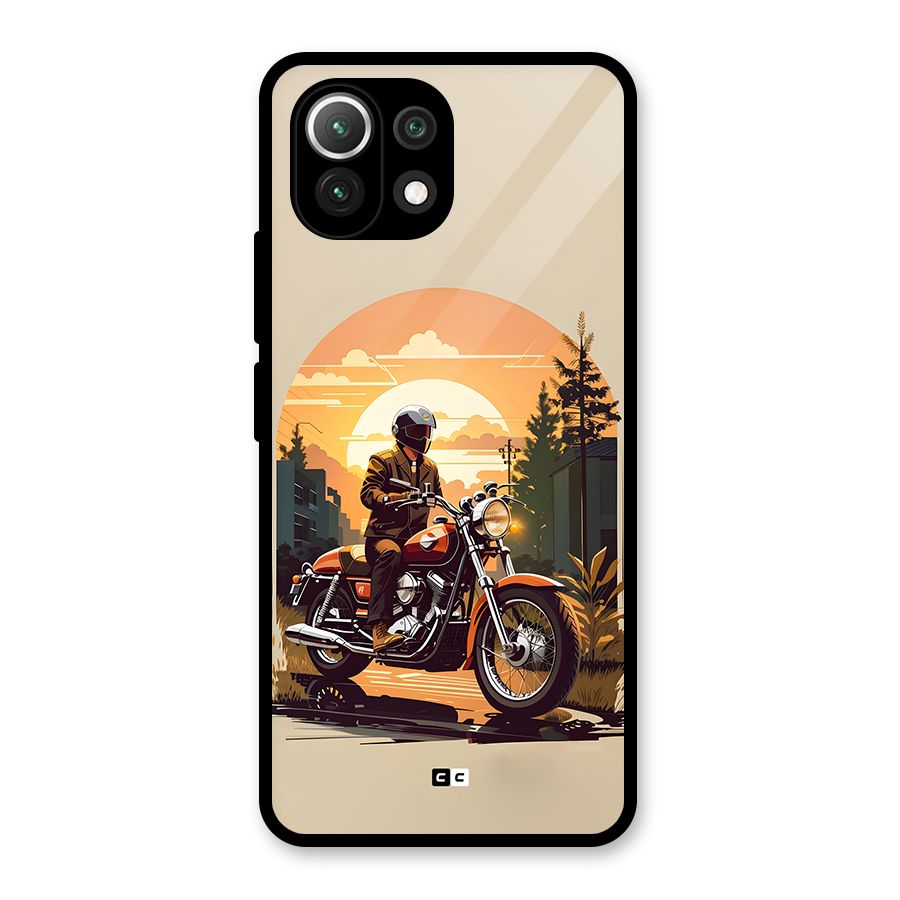 Vintage Bike Art Glass Back Case for Mi 11 Lite NE 5G