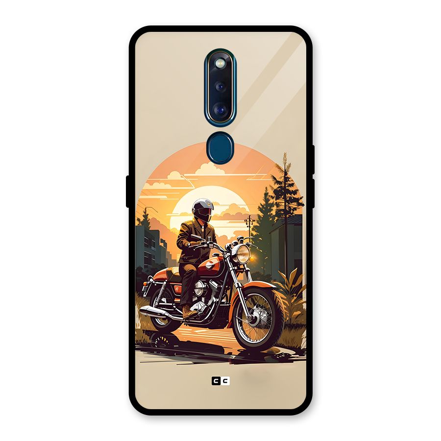Vintage Bike Art Glass Back Case for Oppo F11 Pro
