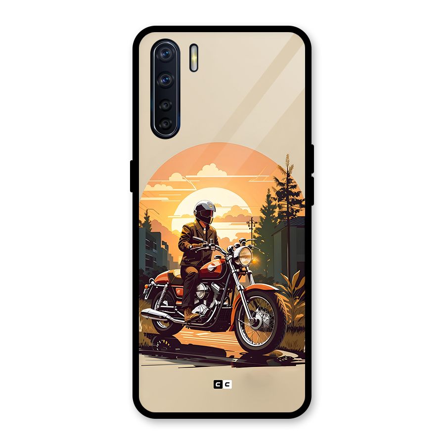 Vintage Bike Art Glass Back Case for Oppo F15