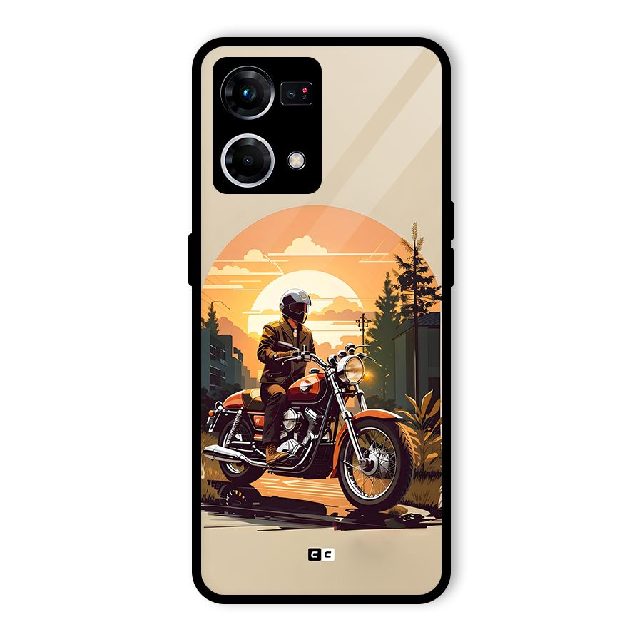 Vintage Bike Art Glass Back Case for Oppo F21 Pro 4G