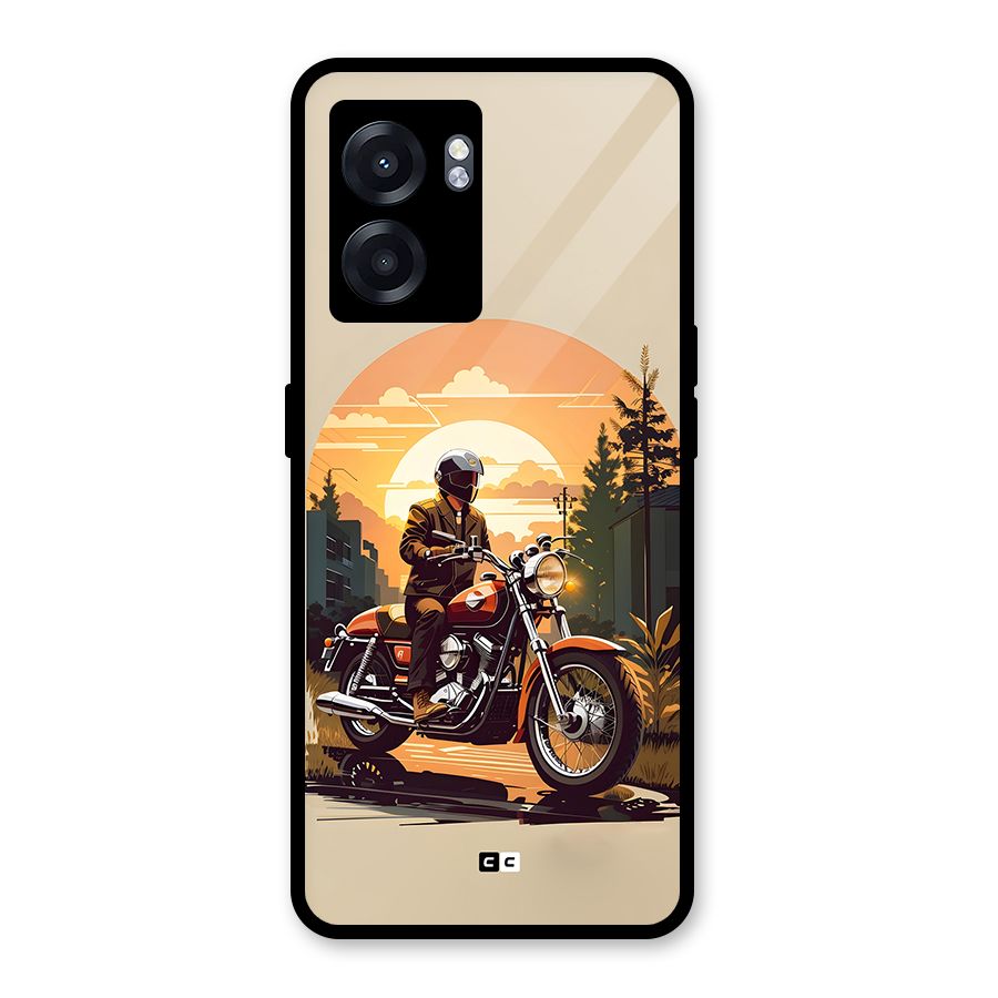 Vintage Bike Art Glass Back Case for Oppo K10 (5G)