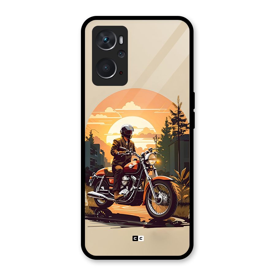 Vintage Bike Art Glass Back Case for Oppo K10 4G