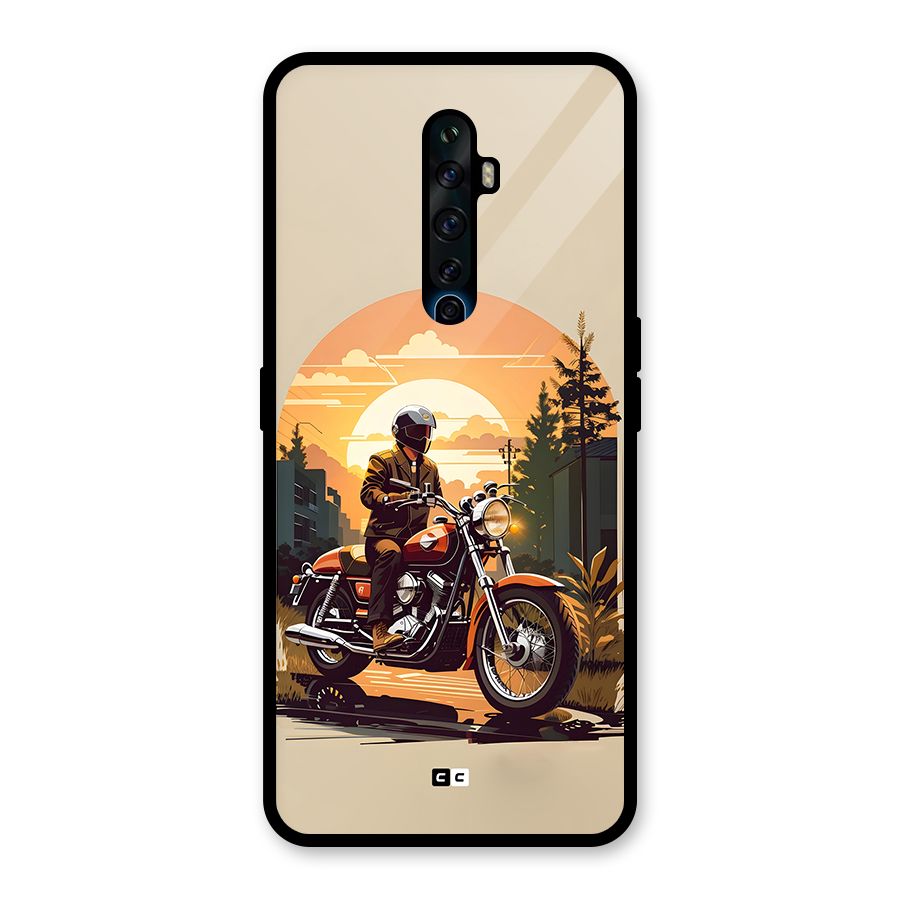 Vintage Bike Art Glass Back Case for Oppo Reno2 F