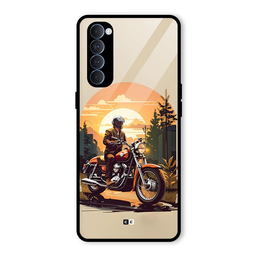 Vintage Bike Art Glass Back Case for Oppo Reno4 Pro