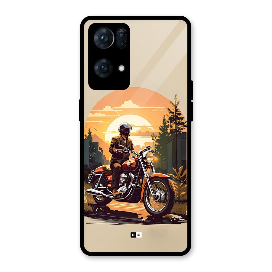 Vintage Bike Art Glass Back Case for Oppo Reno7 Pro 5G