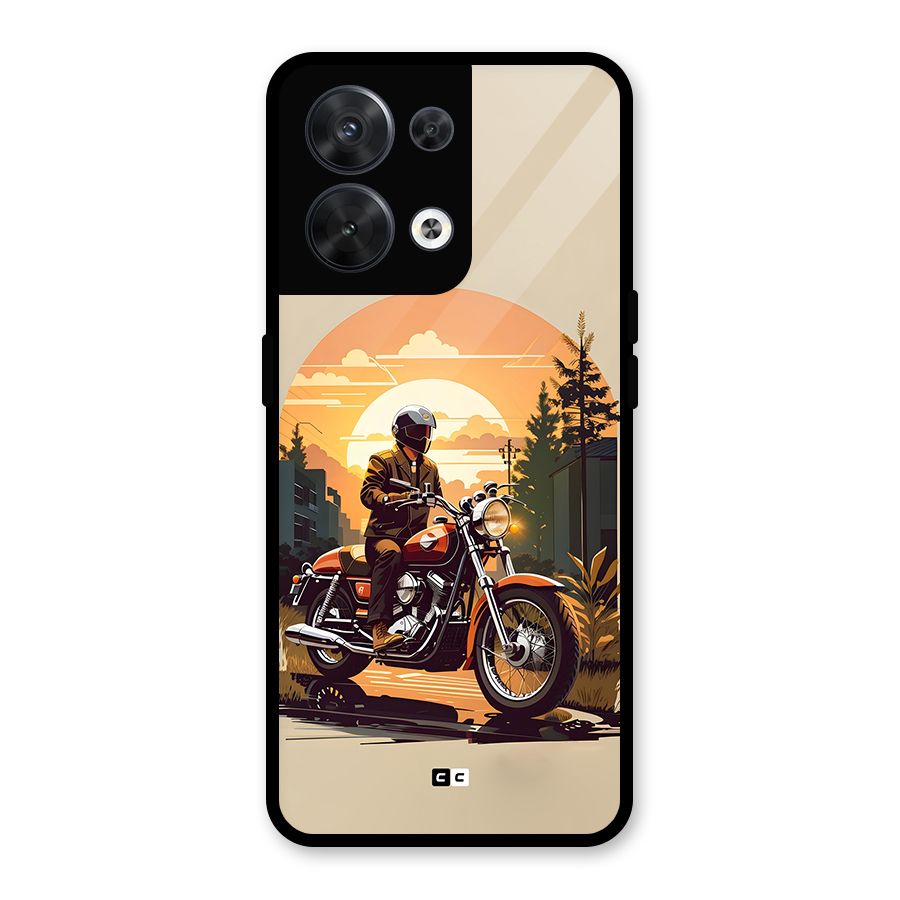 Vintage Bike Art Glass Back Case for Oppo Reno8 5G