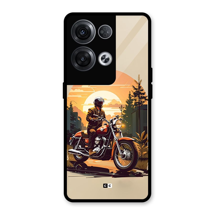 Vintage Bike Art Glass Back Case for Oppo Reno8 Pro 5G