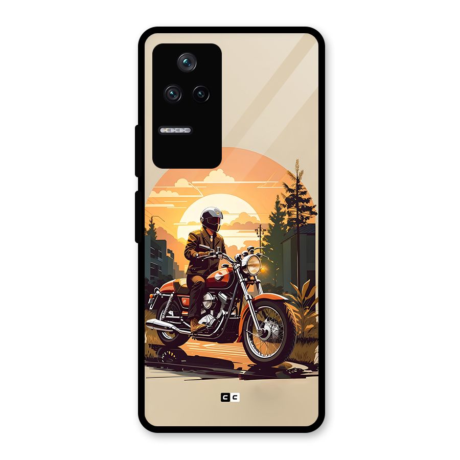 Vintage Bike Art Glass Back Case for Poco F4 5G
