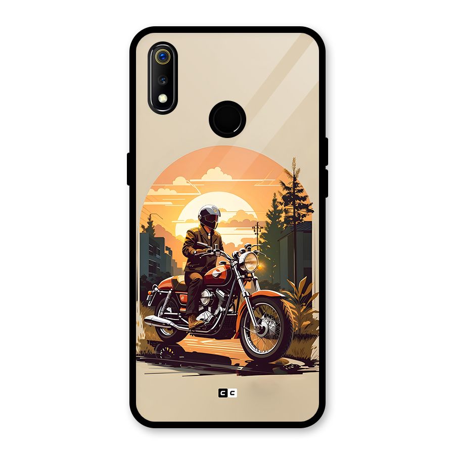 Vintage Bike Art Glass Back Case for Realme 3i