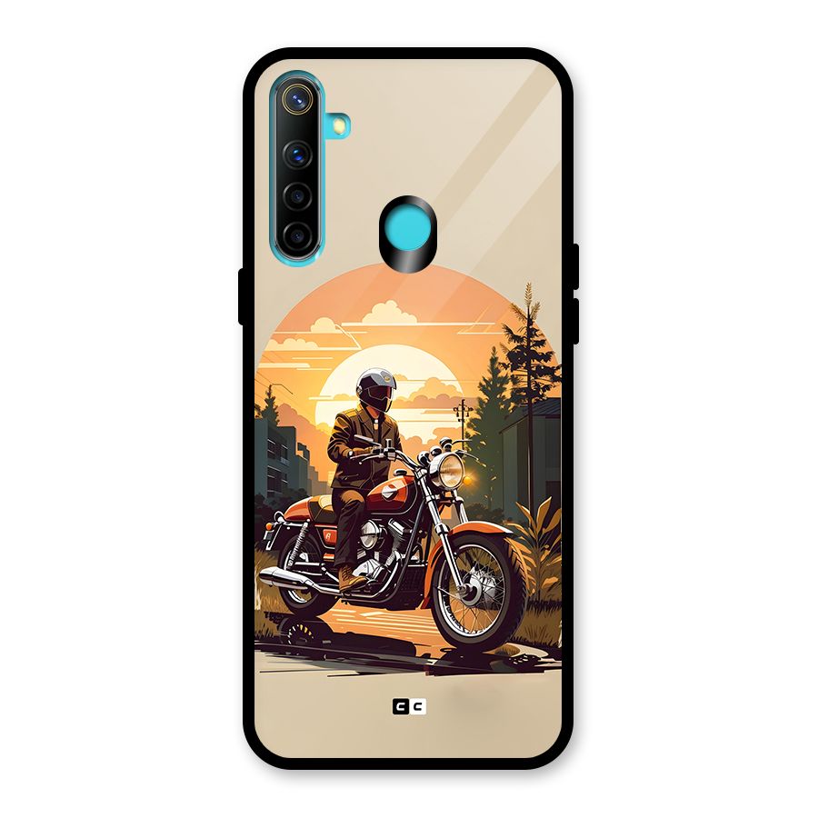 Vintage Bike Art Glass Back Case for Realme 5i