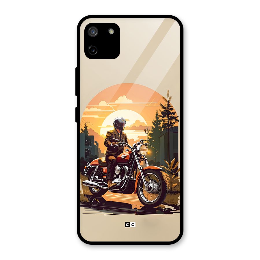 Vintage Bike Art Glass Back Case for Realme C11