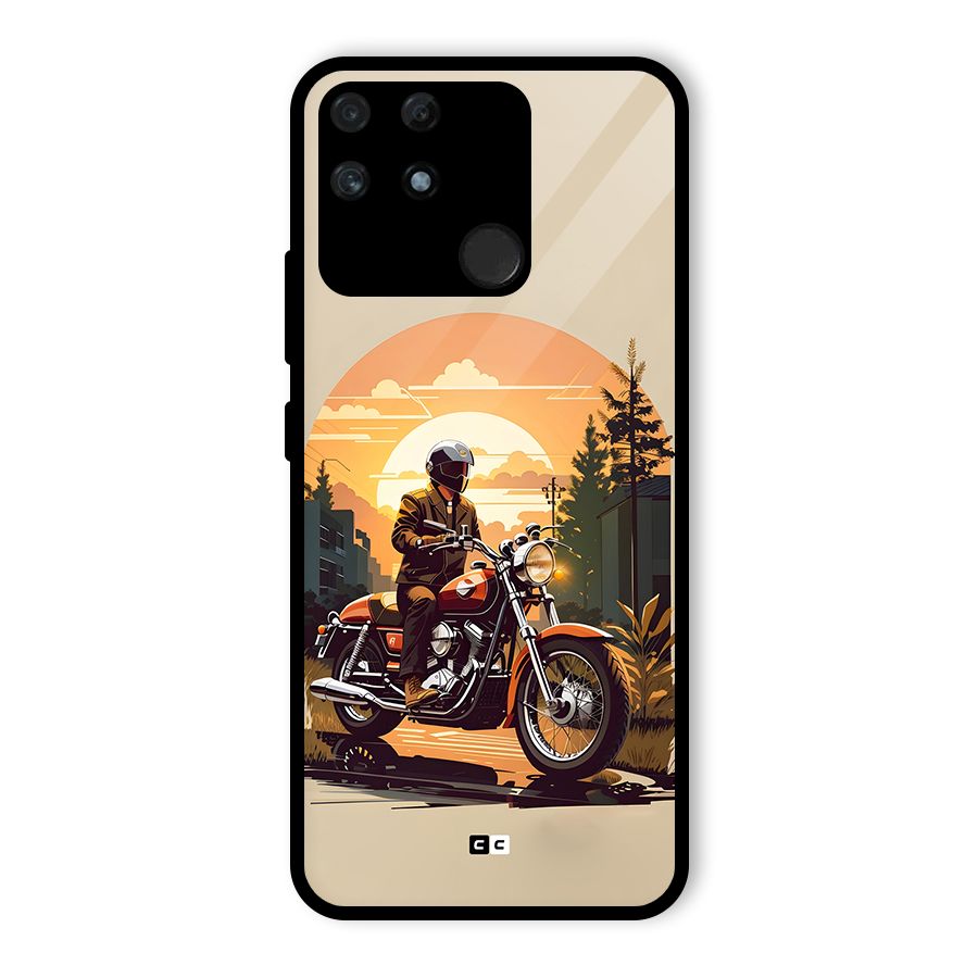 Vintage Bike Art Glass Back Case for Realme Narzo 50A