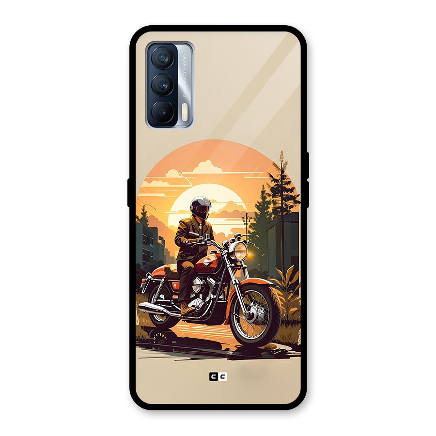 Vintage Bike Art Glass Back Case for Realme X7