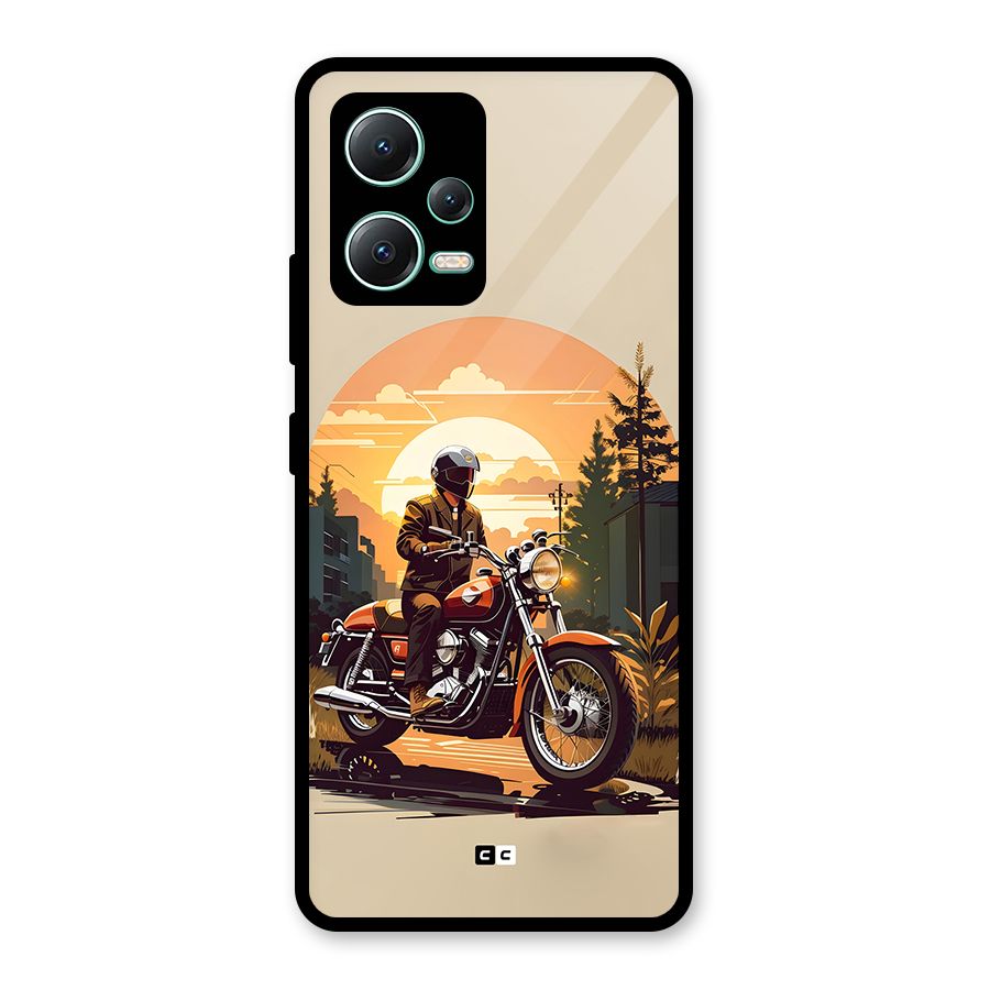 Vintage Bike Art Glass Back Case for Redmi Note 12 5G