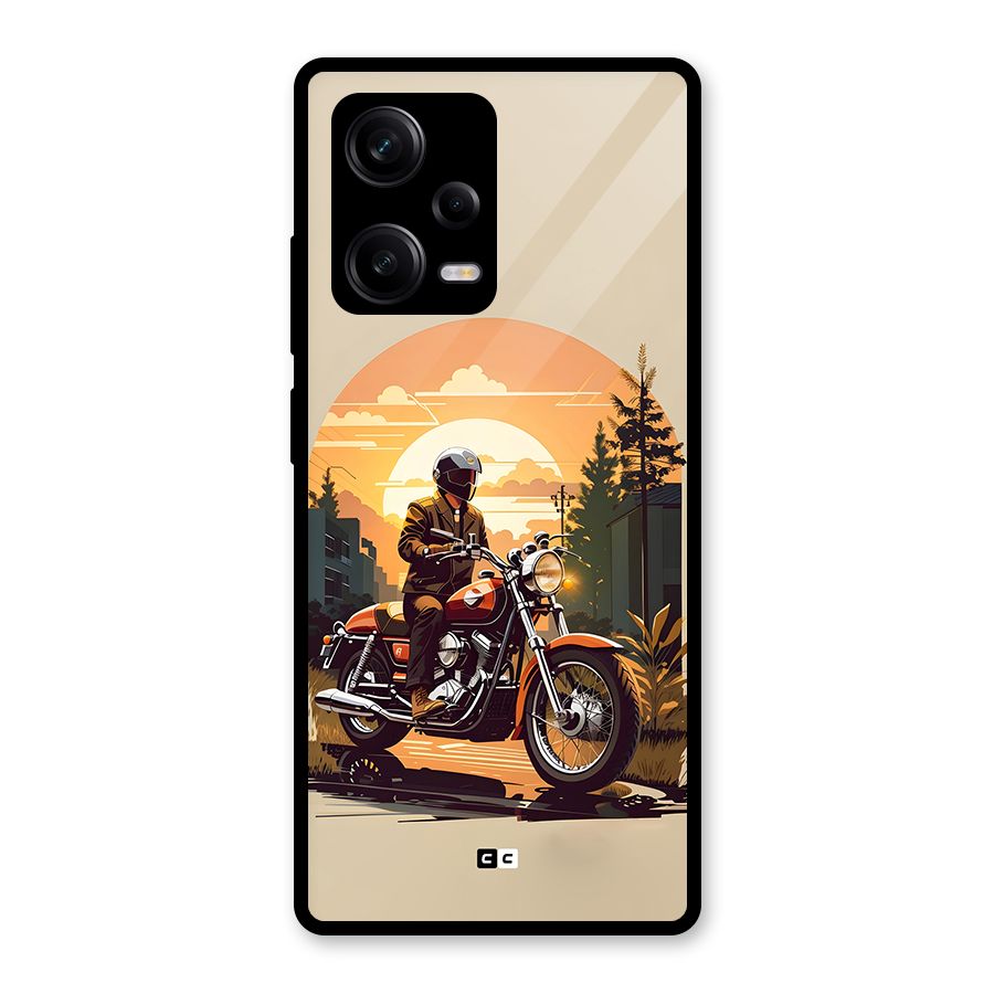 Vintage Bike Art Glass Back Case for Redmi Note 12 Pro