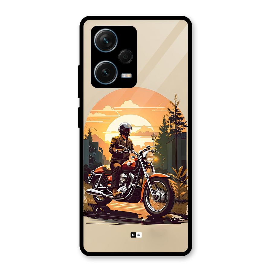Vintage Bike Art Glass Back Case for Redmi Note 12 Pro Plus 5G