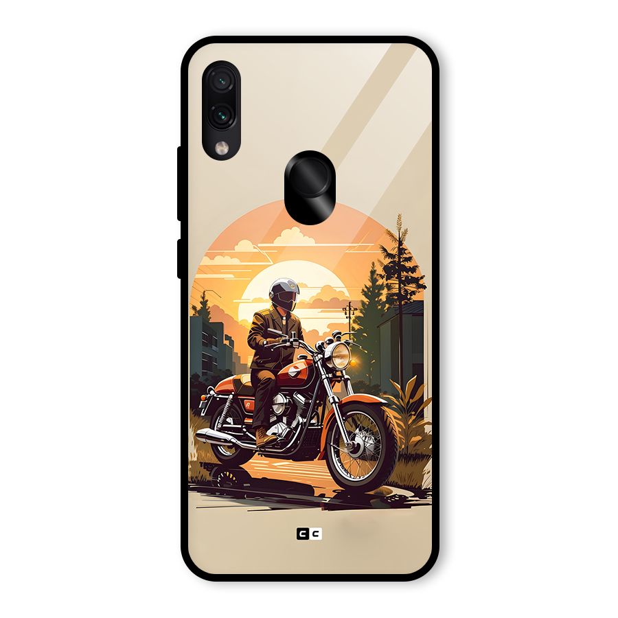Vintage Bike Art Glass Back Case for Redmi Note 7S