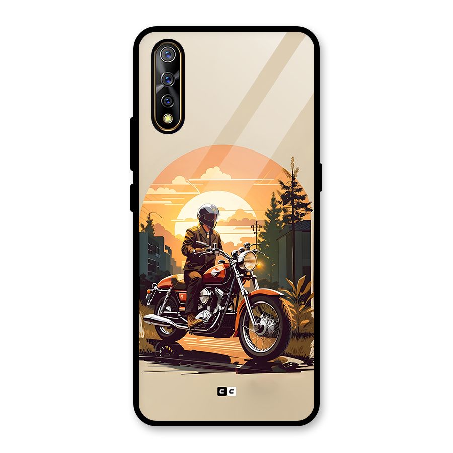 Vintage Bike Art Glass Back Case for Vivo S1