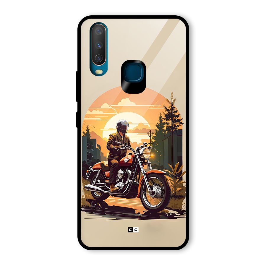 Vintage Bike Art Glass Back Case for Vivo U10