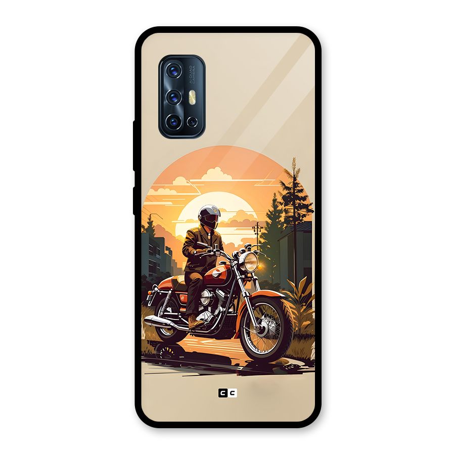 Vintage Bike Art Glass Back Case for Vivo V17