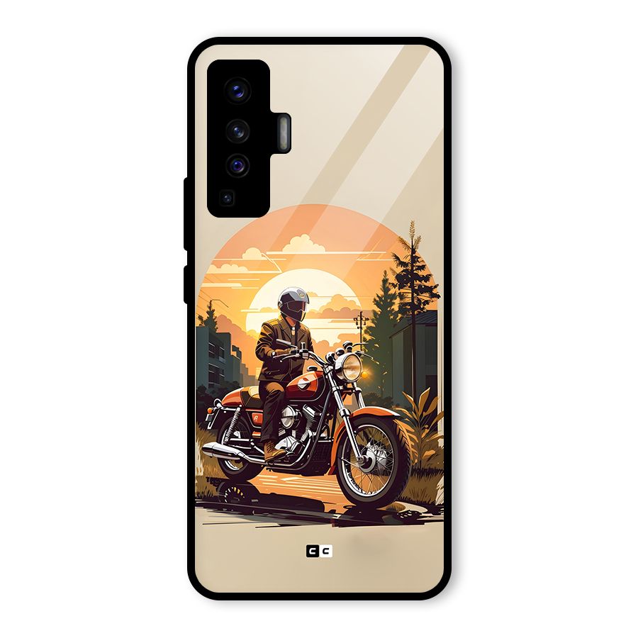 Vintage Bike Art Glass Back Case for Vivo X50