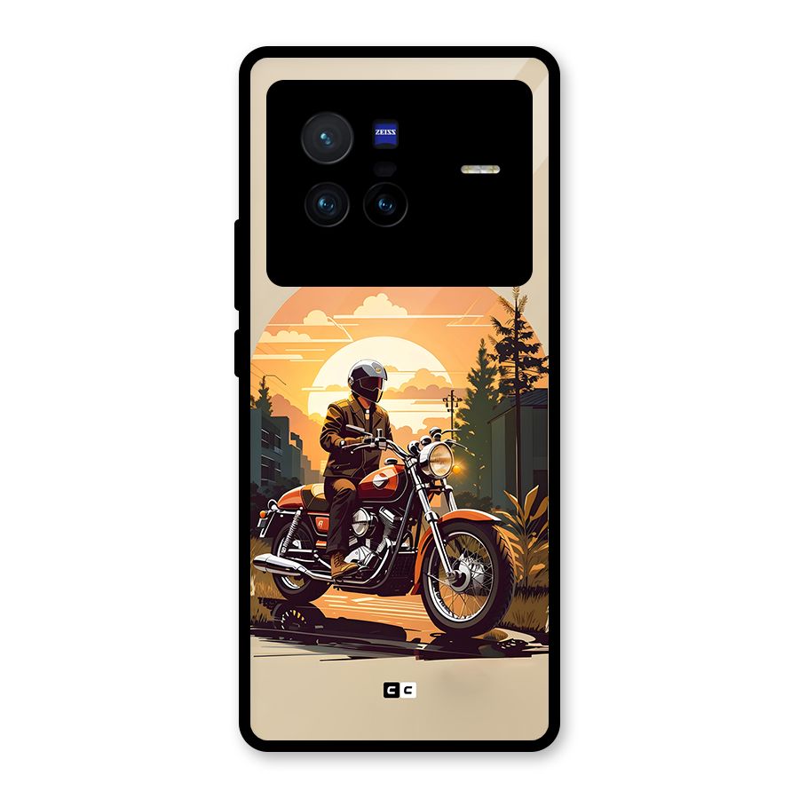 Vintage Bike Art Glass Back Case for Vivo X80