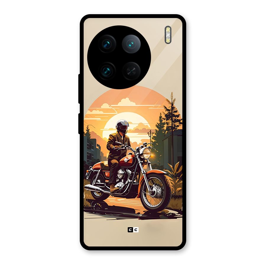 Vintage Bike Art Glass Back Case for Vivo X90 Pro