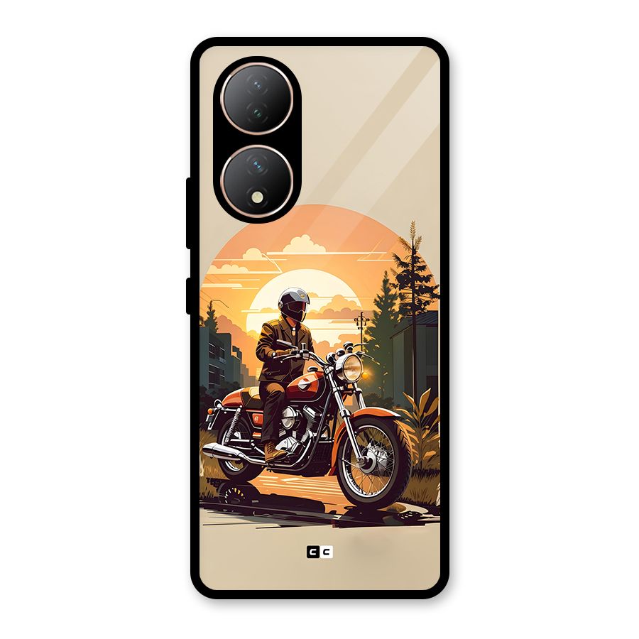 Vintage Bike Art Glass Back Case for Vivo Y100
